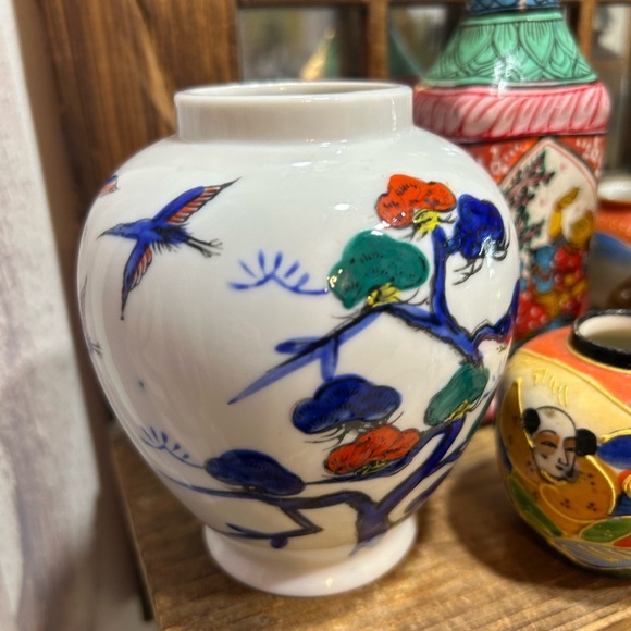 Handcrafted Ceramic Vase with Vibrant Tree Design 4.5" - Picture 10 of 10